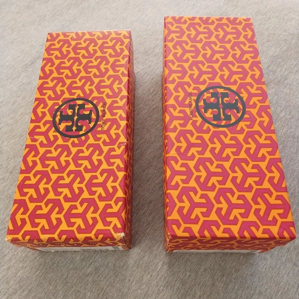 Two Tory Burch Shoe Boxes With Bold Geometric Designs - Empty
